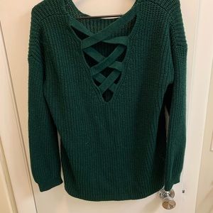Emerald Green Criss-Cross Sweater